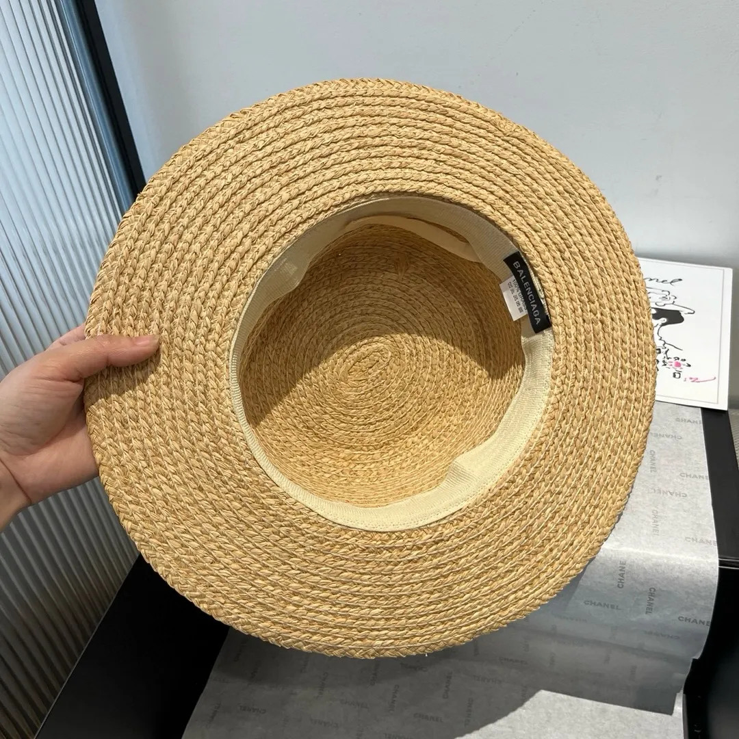 💰140¥ Balenciaga new flat top raffia hat, head circumference 57cm