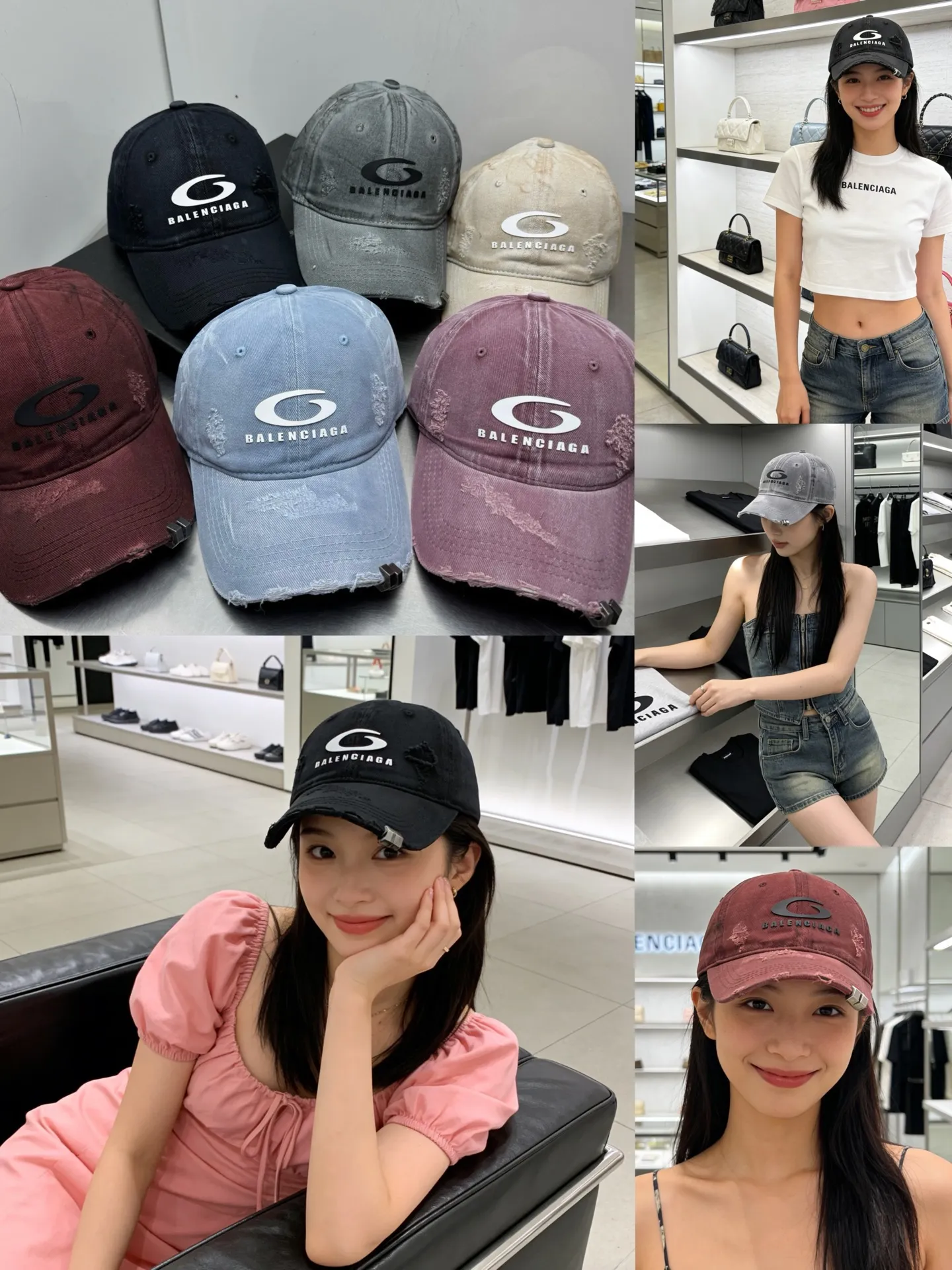 Balenciaga spring and summer distressed hole baseball cap