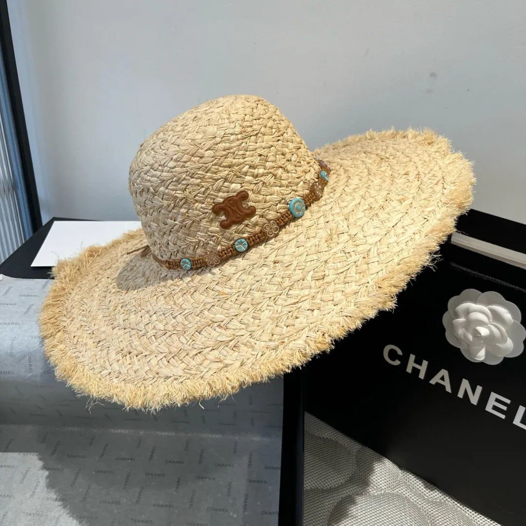 150¥ Celine Raffia straw hat, a must-have for travel, head circumference 57cm