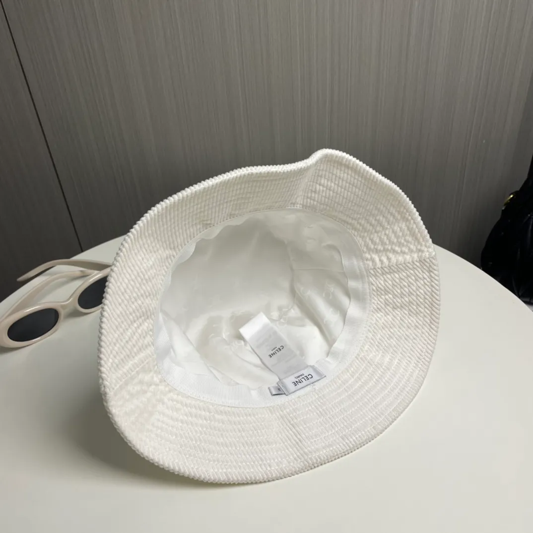 P90🔥Celine high version official website latest model🆕corduroy vertical pattern fisherman hat for women, autumn and winter fashion brand versatile retro trend