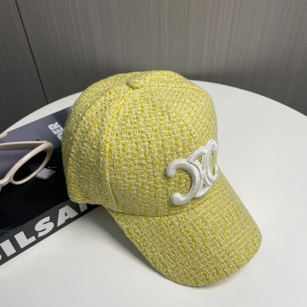 P56 Celine's new counter synchronized small fragrance style tweed baseball cap🧢Full details, celebrity style, super brand, easy to match!
