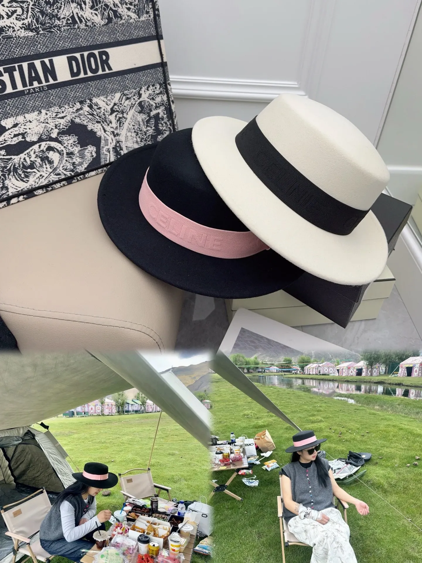 CELINE 🤍🩷 New wool flat hat 100% wool haute couture series