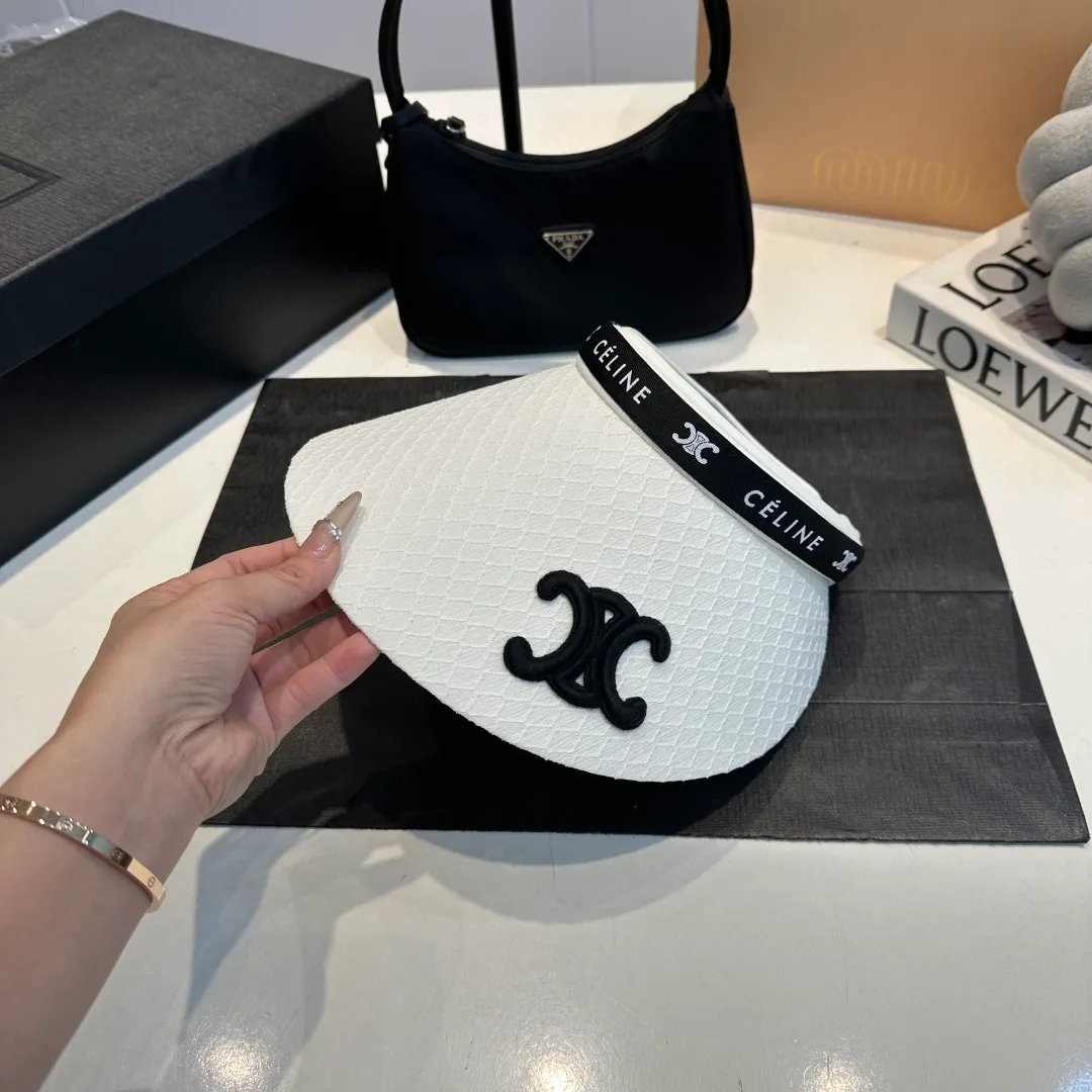 P54 Celine Arc de Triomphe empty top duck tongue sun hat for women spring and summer sun protection UV versatile straw hat letter new style
