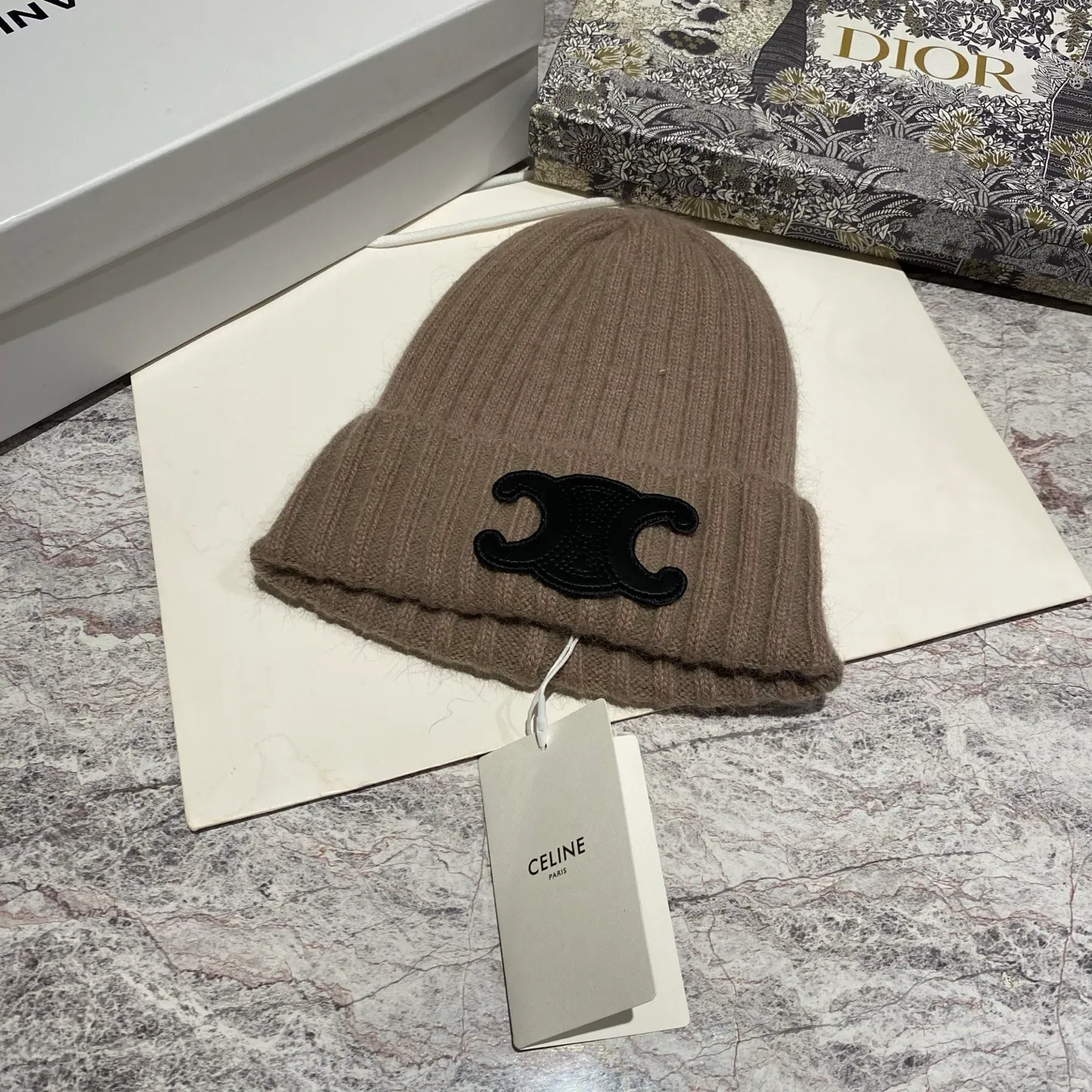 CELINE rabbit fur knitted hat
