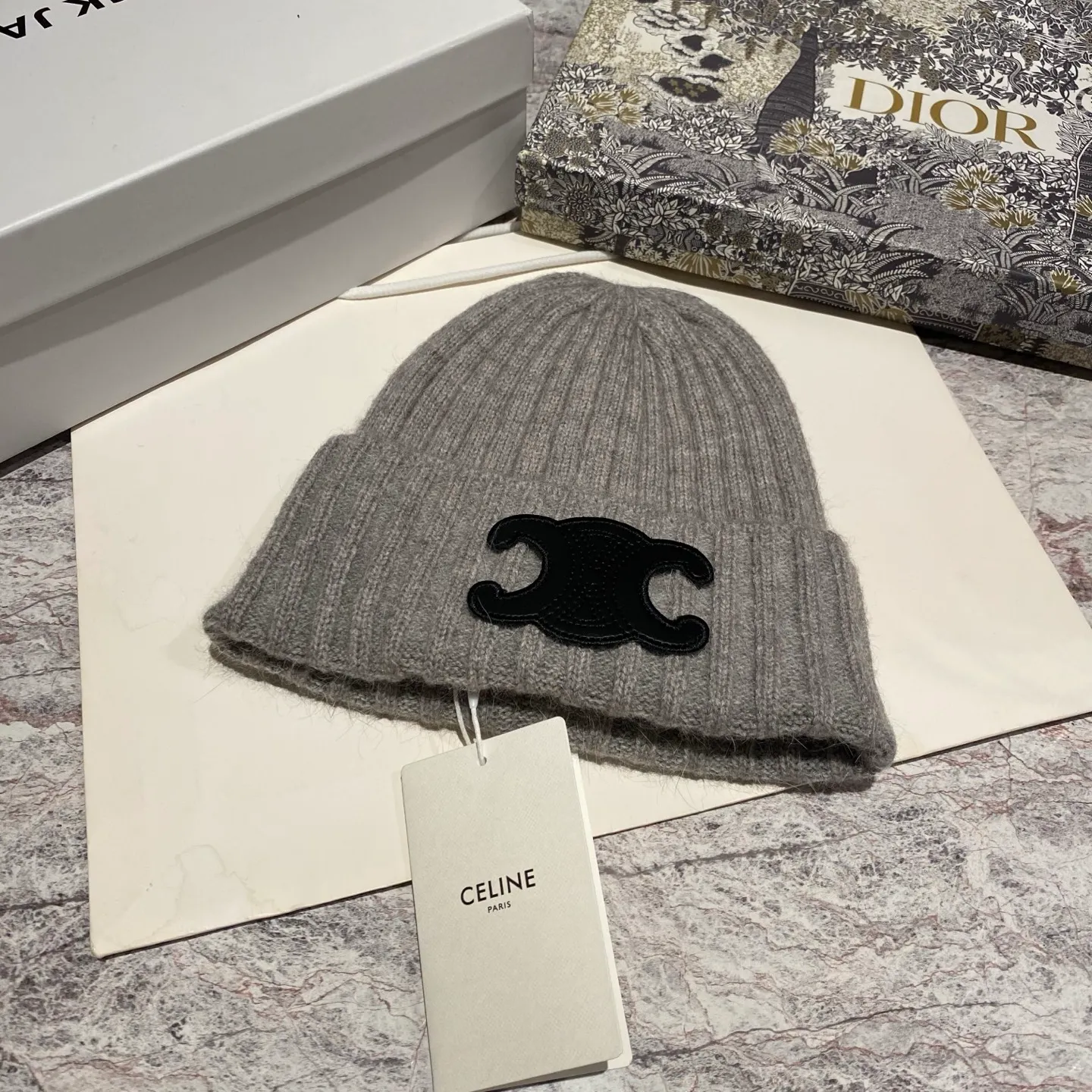 CELINE rabbit fur knitted hat