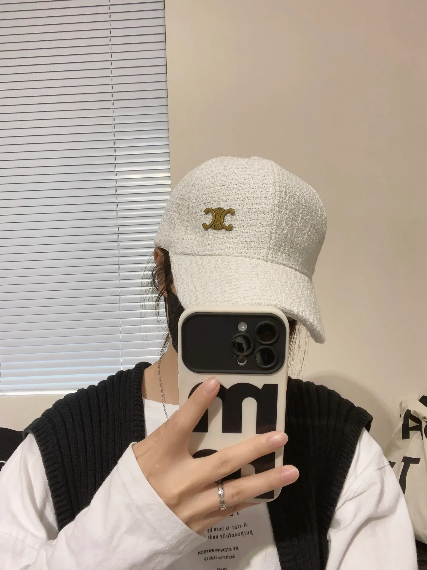 P60 Celine's new counter synchronized small fragrance style tweed baseball cap🧢Full details, celebrity style, super brand, easy to match!