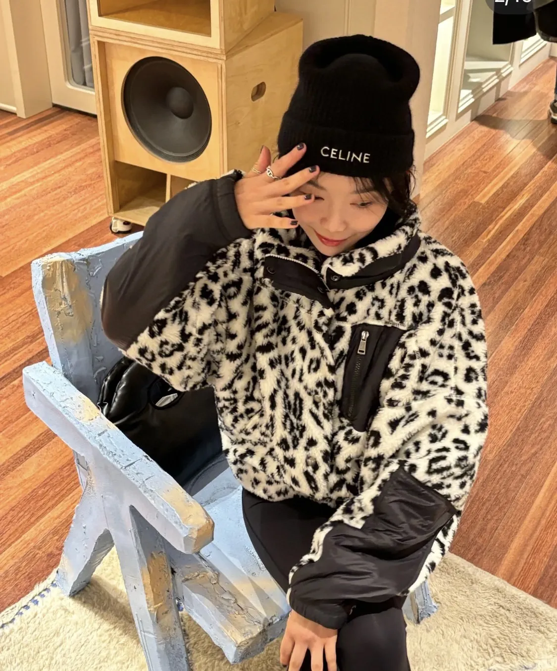 Celine high version beanie knitted hat