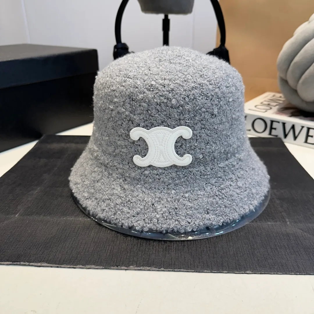 P60 Celine Celine* customized version of Arc de Triomphe lamb wool basin hat women's bucket hat 2025 hot new style autumn and winter hat fisherman hat winter style