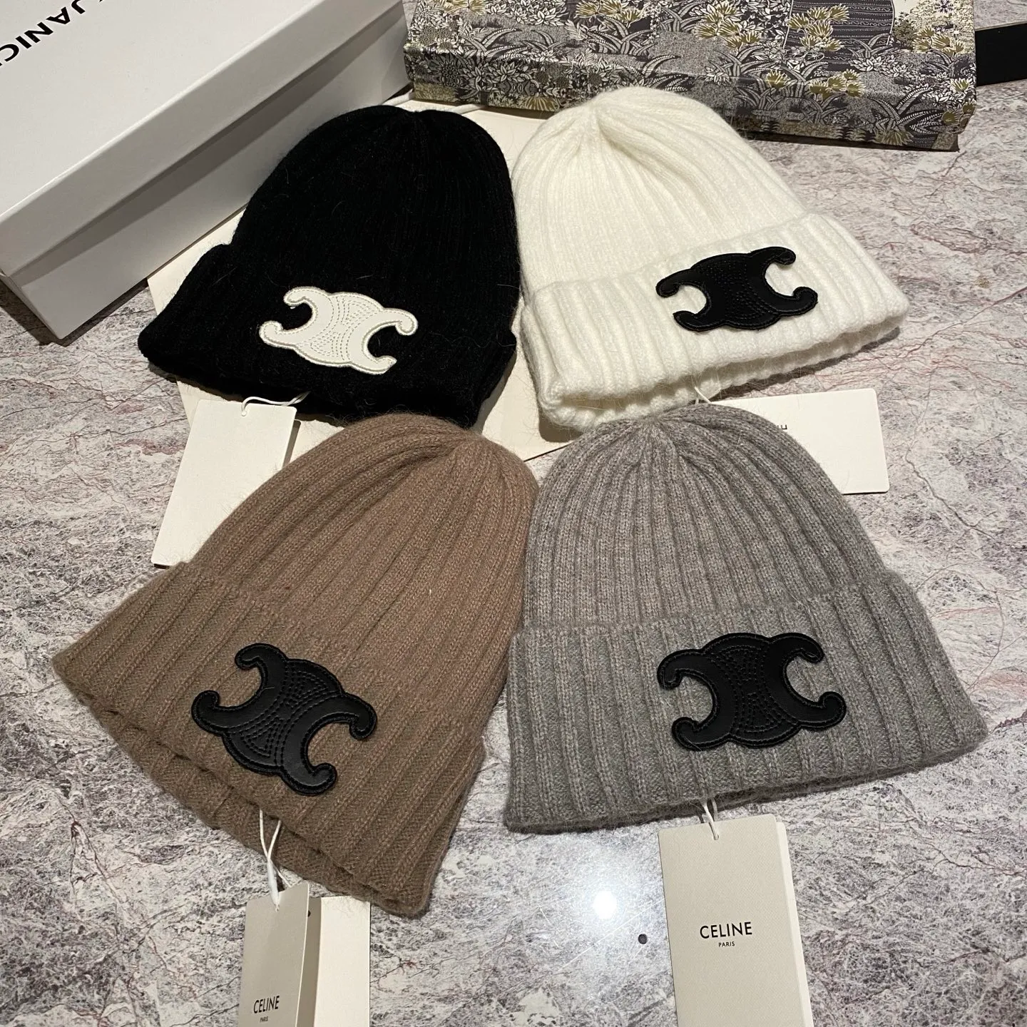 CELINE rabbit fur knitted hat