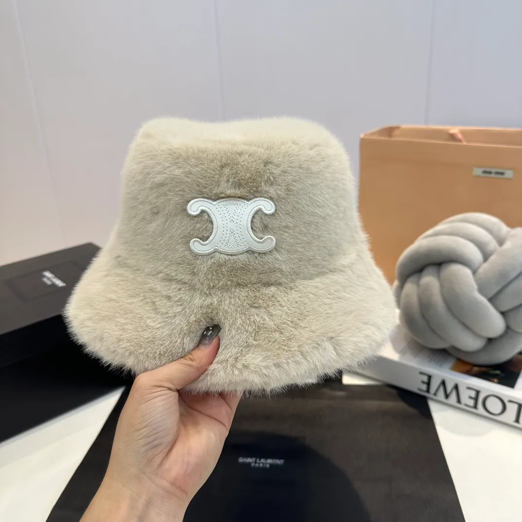 P70 Celine Celine* customized version of Arc de Triomphe mink hat women's bucket hat 2023 hot new style autumn and winter hat fisherman hat winter style