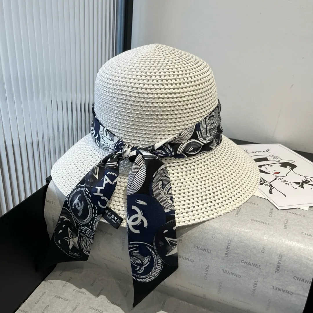 💰140¥ Chanel new straw hat, with silk ribbon, a must-have for fairies when traveling, head circumference 57cm
