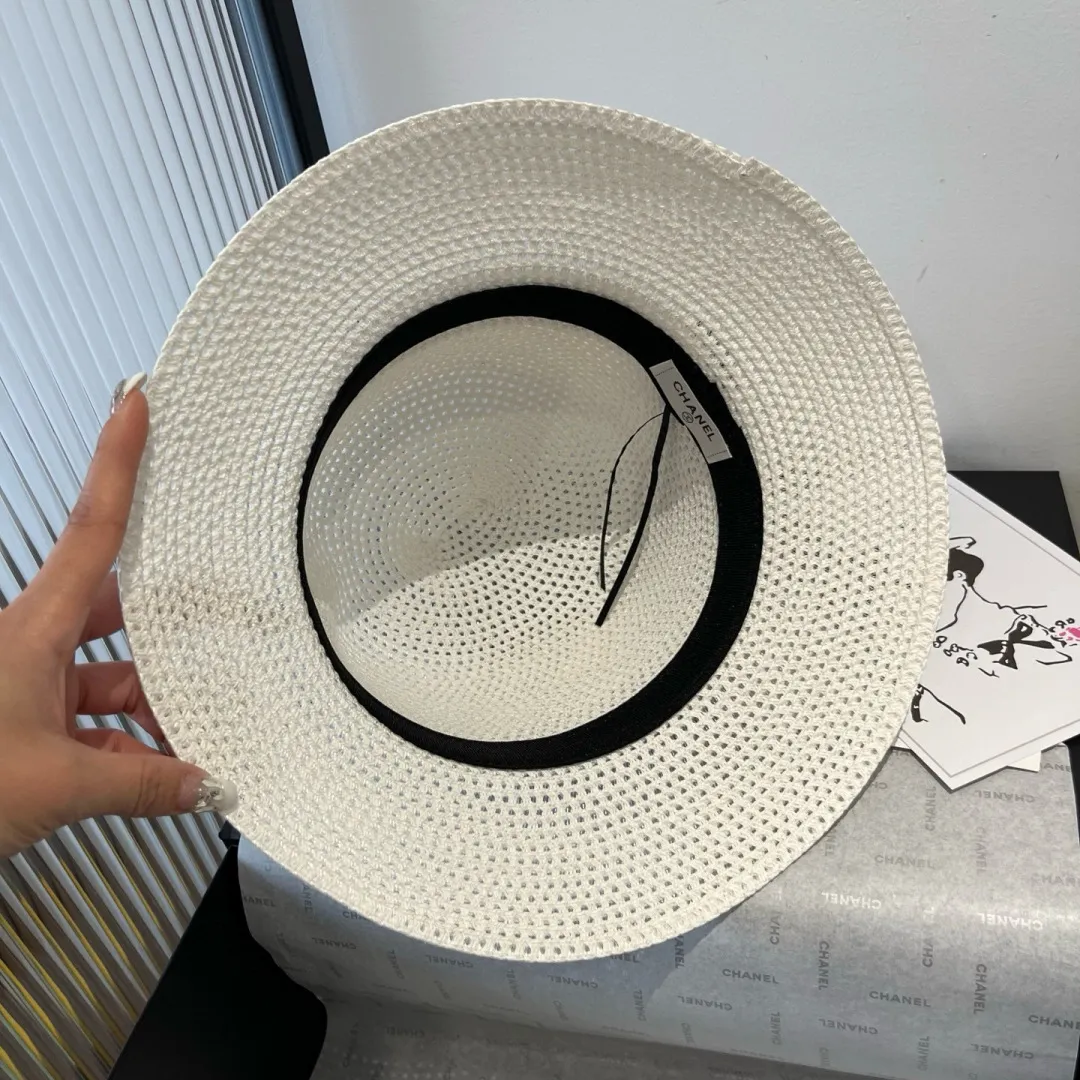 💰140¥ Chanel new straw hat, with silk ribbon, a must-have for fairies when traveling, head circumference 57cm