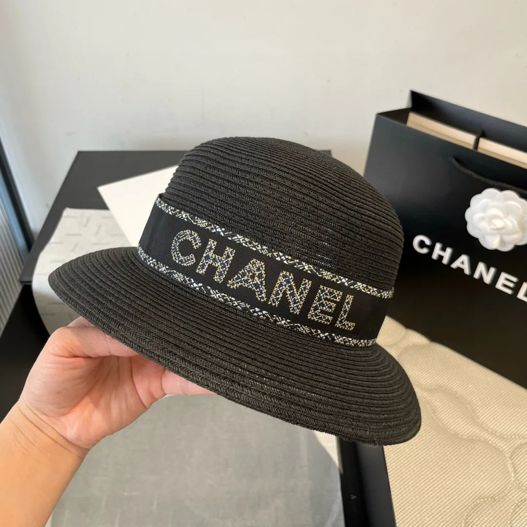 💰150¥ Chanel new straw hat, lady style sun hat, head circumference 57cm