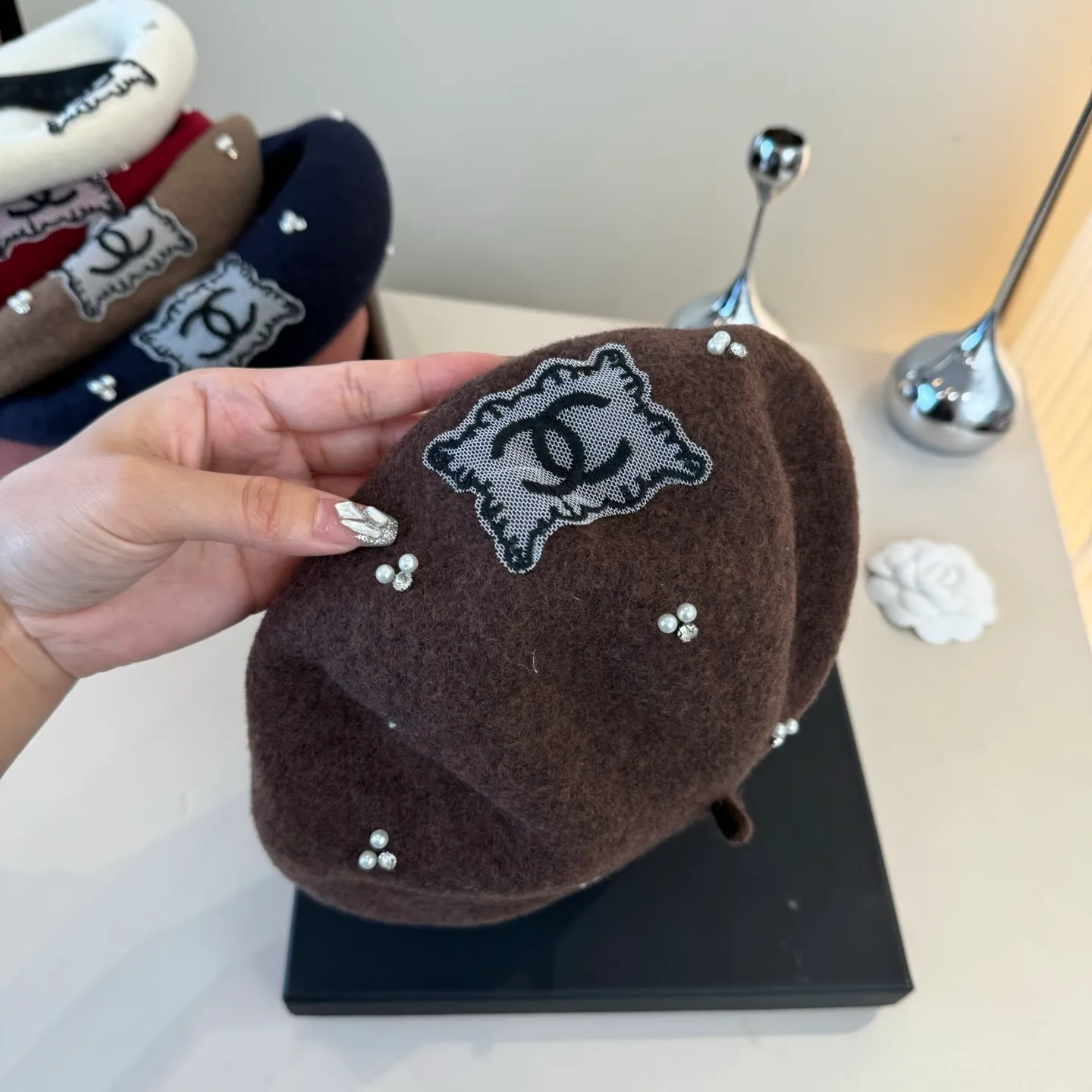 💰130¥ Chanel wool beret, pumpkin hat, 100% wool🦙 fabric, head circumference 57cm