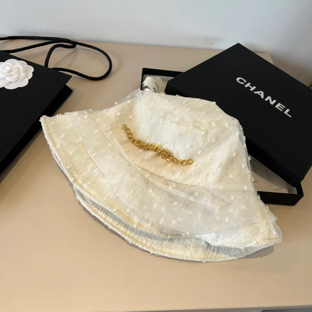 💰120¥ Chanel organza bucket hat, lightweight sun hat, head circumference 57cm