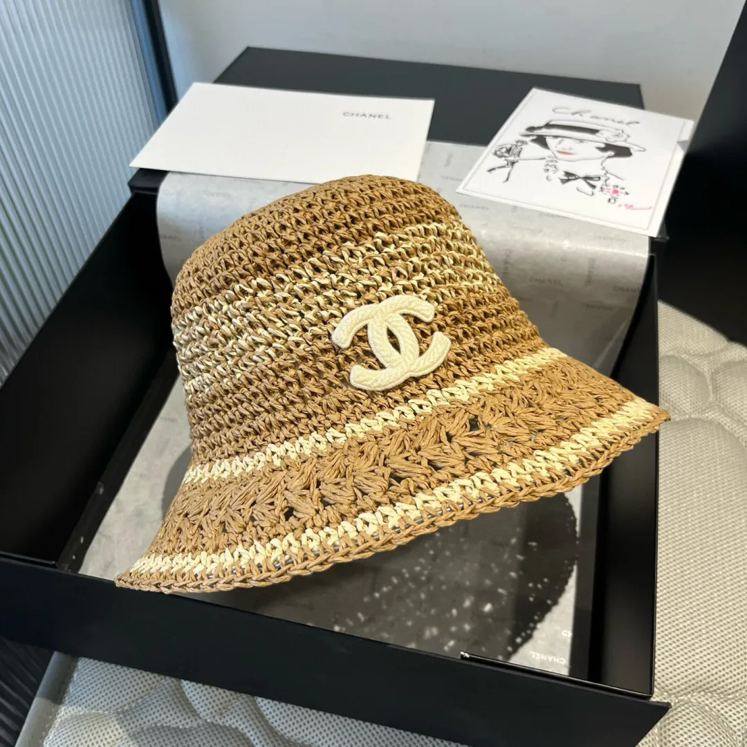 💰100¥ Chanel handhook straw hat, sunshade straw hat, foldable, head circumference 57cm