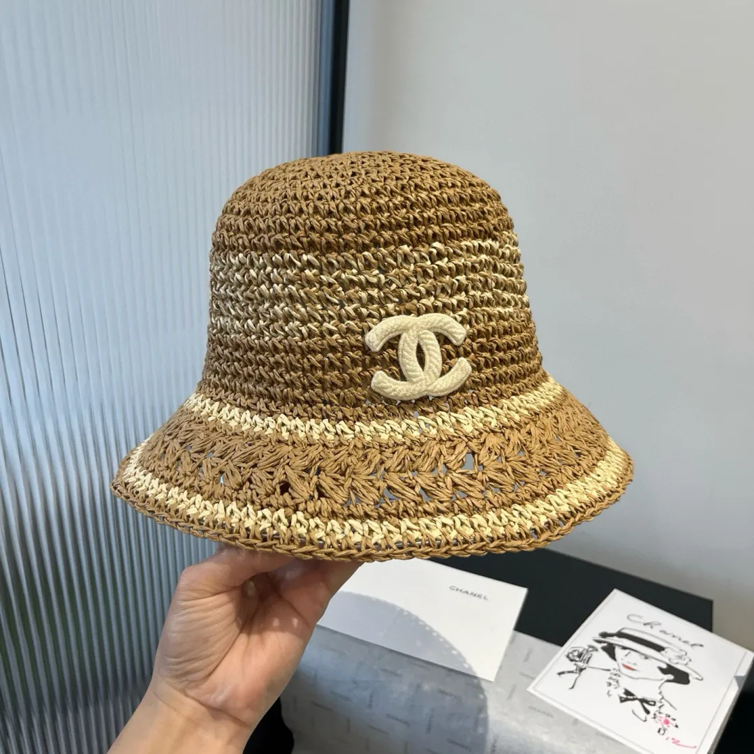 💰100¥ Chanel handhook straw hat, sunshade straw hat, foldable, head circumference 57cm