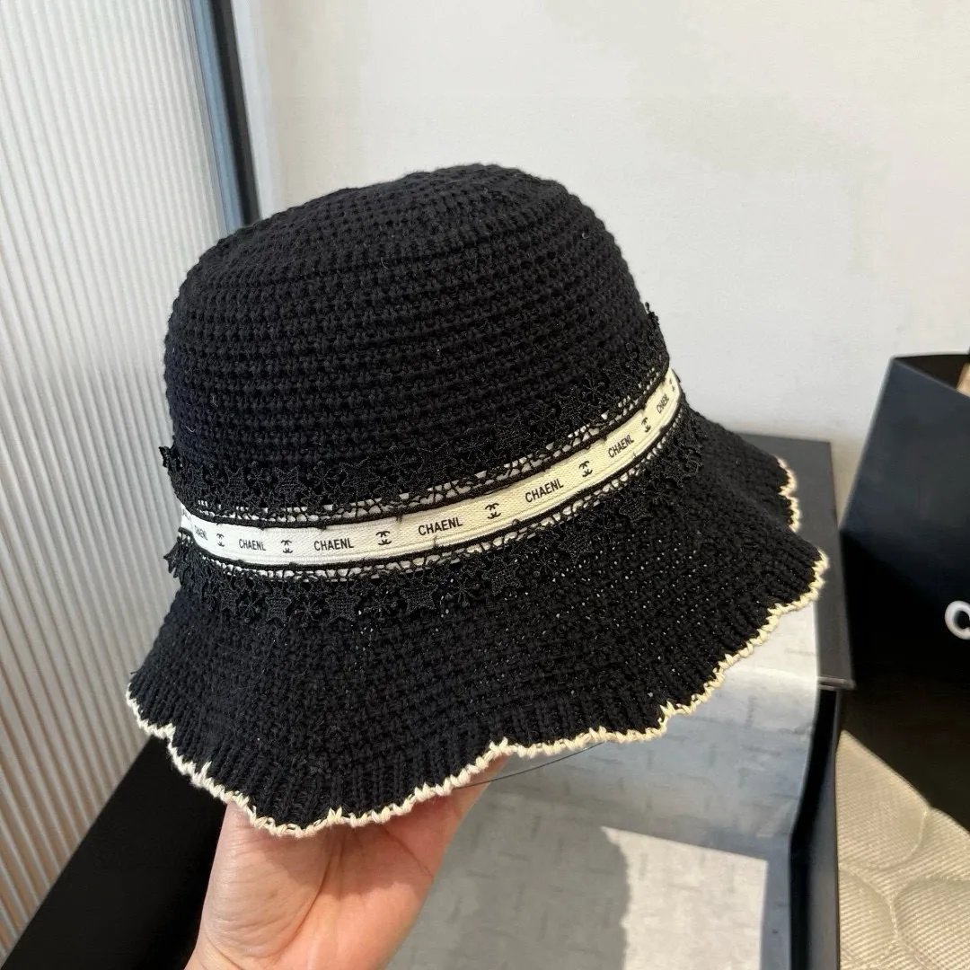 💰110¥ Chanel knitted handhook bucket hat, wavy edge top hat, head circumference 57cm