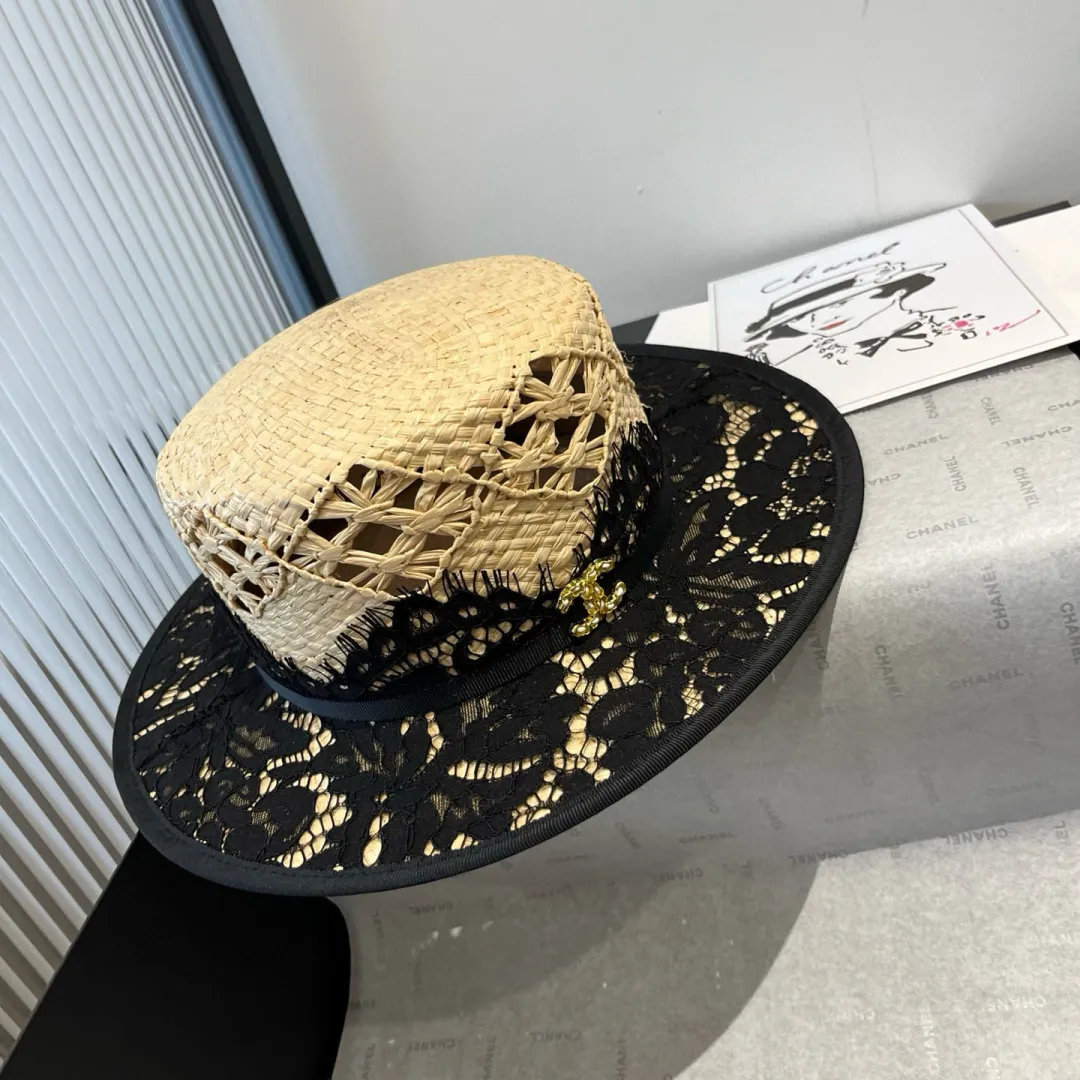 💰210¥ Chanel flat top hat, raffia hat, super heavy duty customization, head circumference 57cm