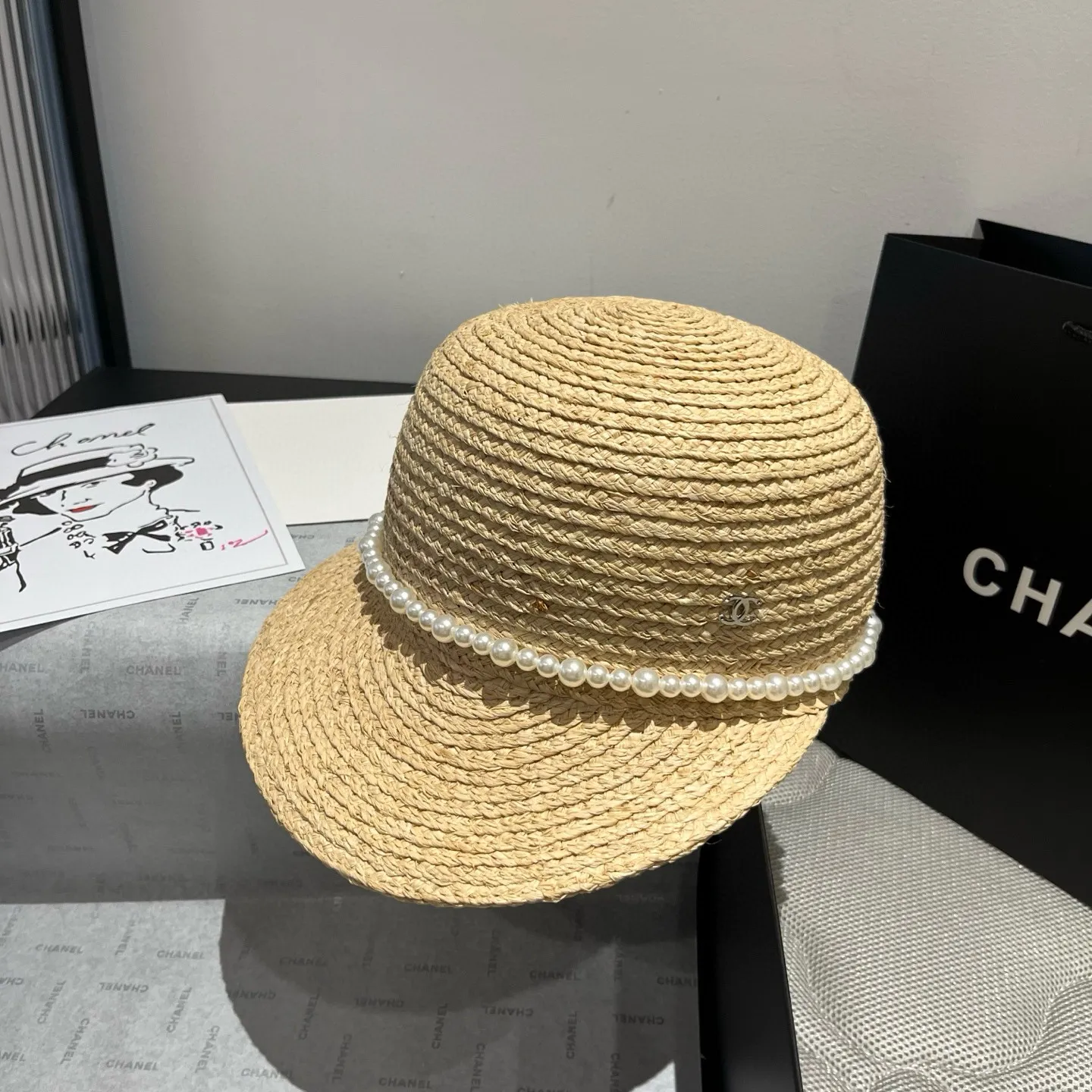 💰170¥ Chanel Lafite trendy knight hat, straw hat, head circumference 57cm