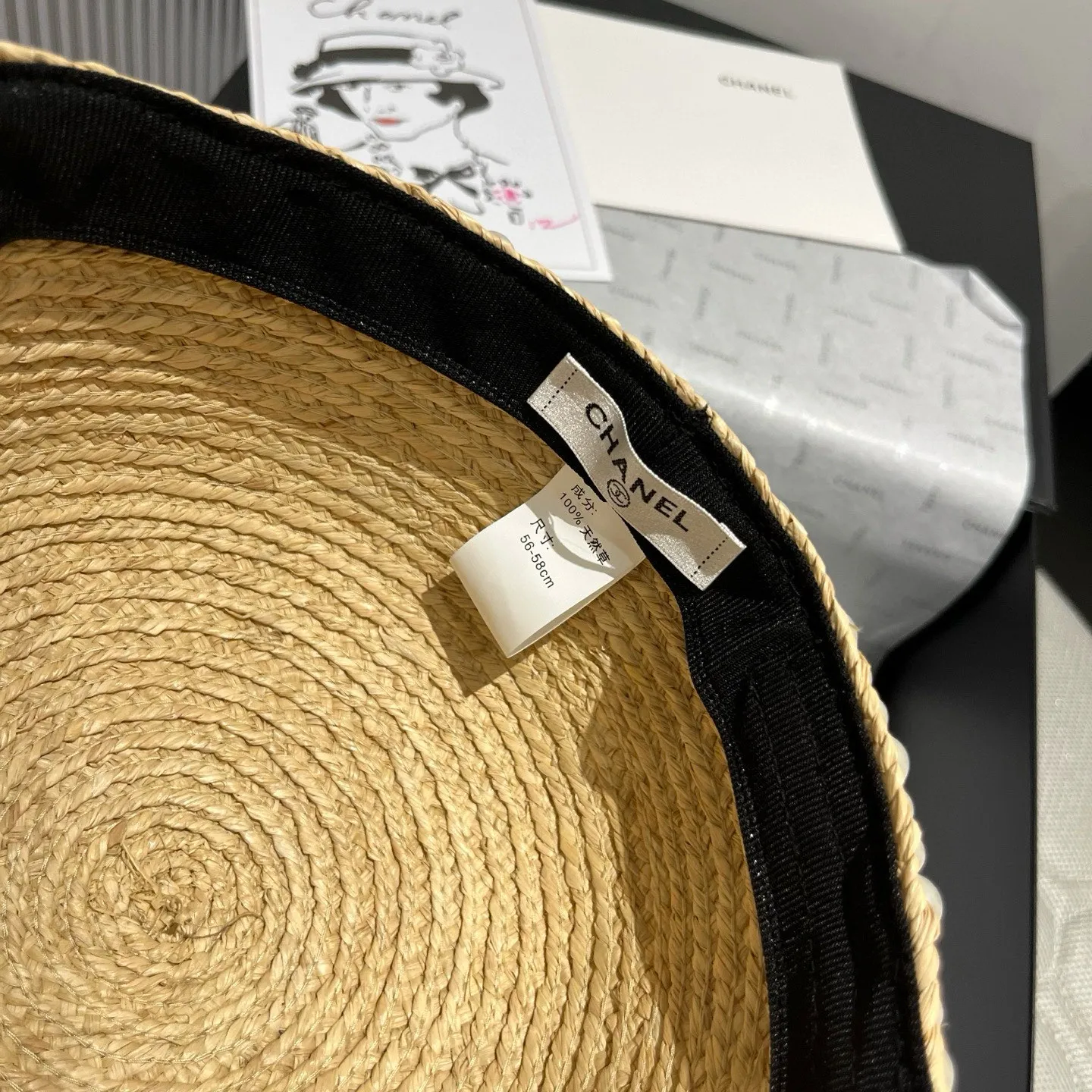 💰170¥ Chanel Lafite trendy knight hat, straw hat, head circumference 57cm