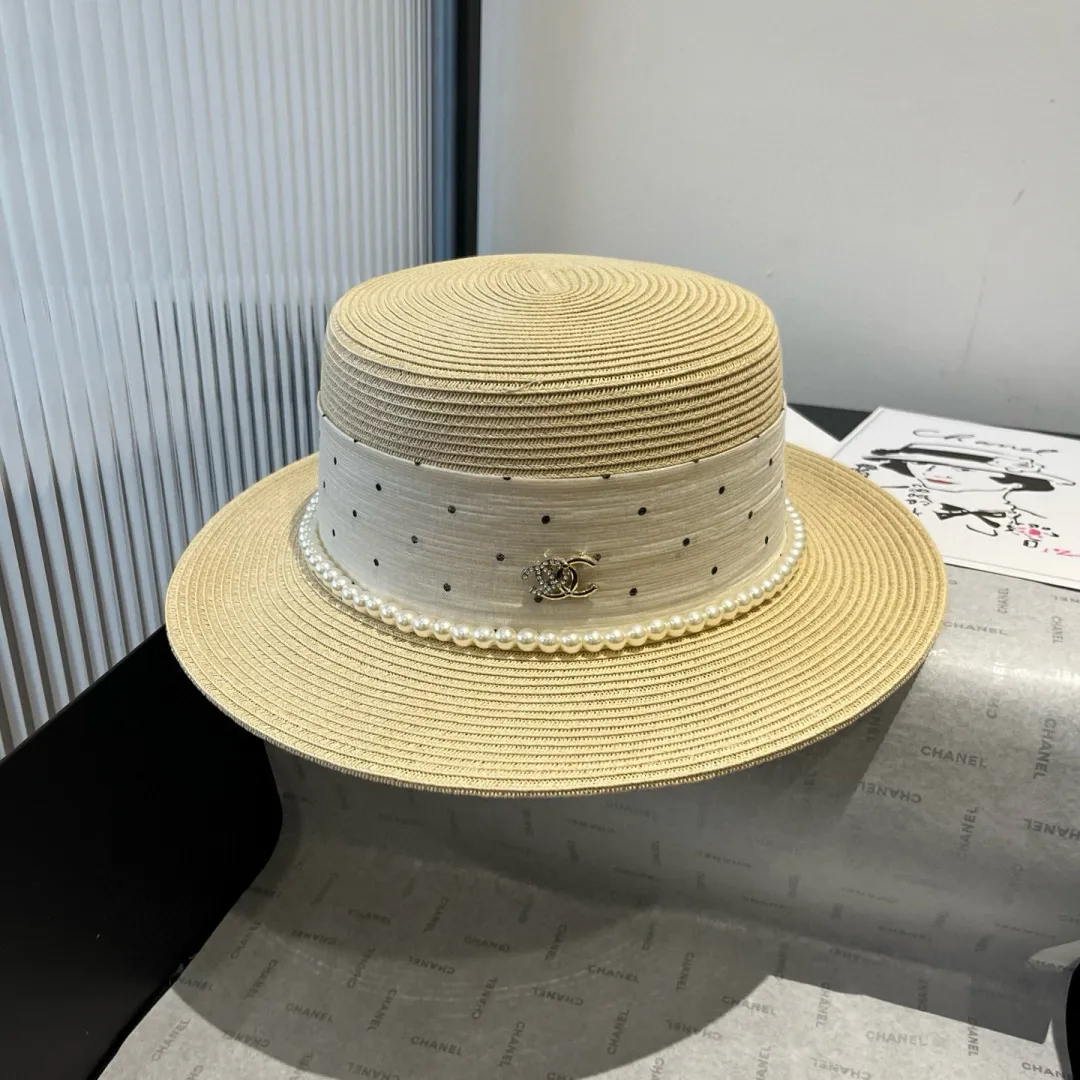 💰160¥ Chanel new flat top hat, Taiwan PP straw, head circumference 57cm