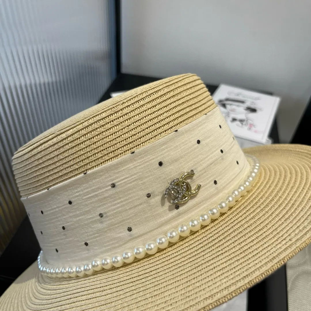 💰160¥ Chanel new flat top hat, Taiwan PP straw, head circumference 57cm