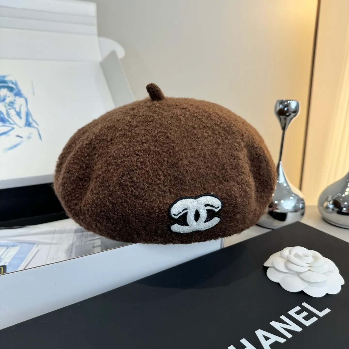 💰120¥ Chanel wool beret, pumpkin hat, 100% wool🦙 fabric, head circumference 57cm