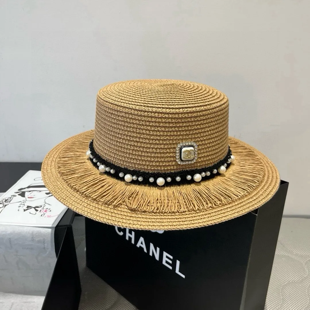 💰120¥ Chanel new flat-top straw hat, head circumference 57cm