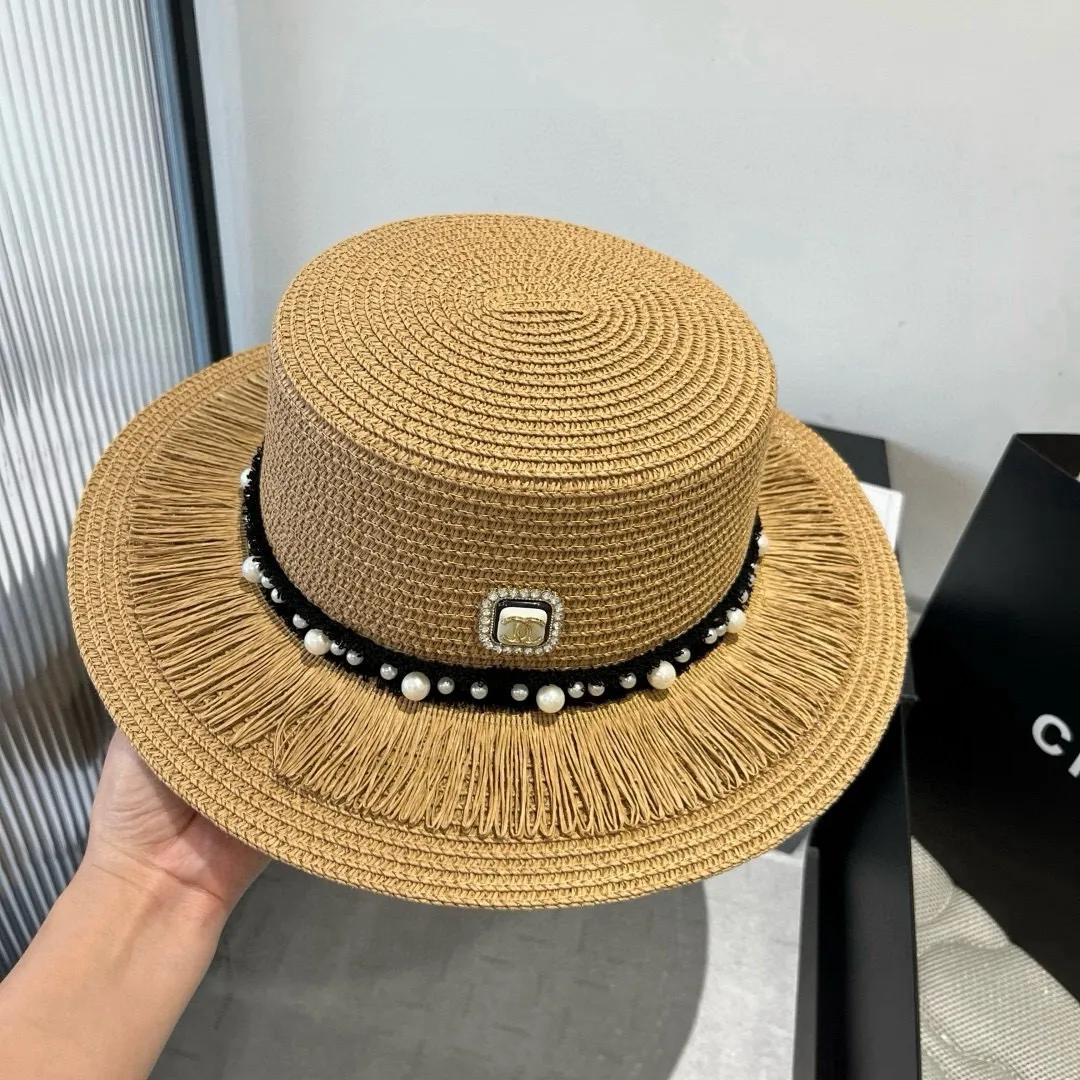 💰120¥ Chanel new flat-top straw hat, head circumference 57cm