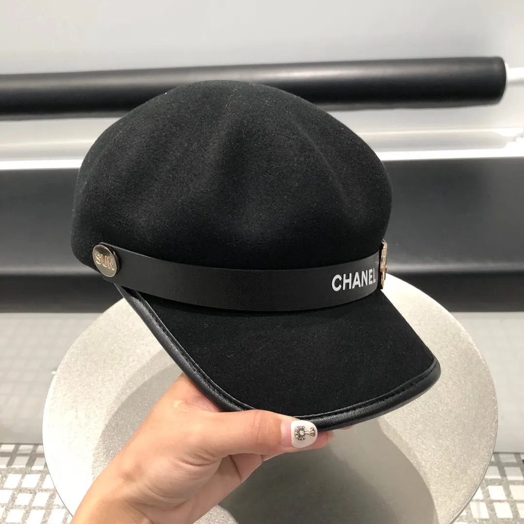 P290 CHANEL Chanel's new autumn and winter new style wool hat baseball cap with the same style as the star! High-end goods! The most knowledgeable version on the market