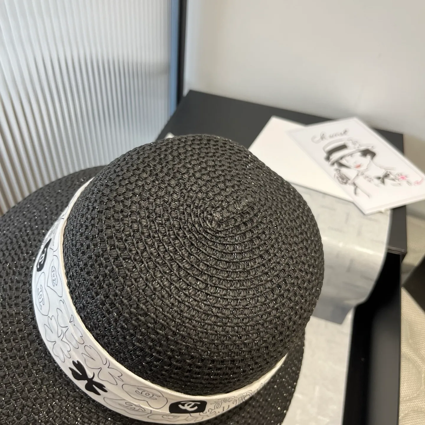 💰140¥ Chanel new straw hat, with silk ribbon, a must-have for fairies when traveling, head circumference 57cm