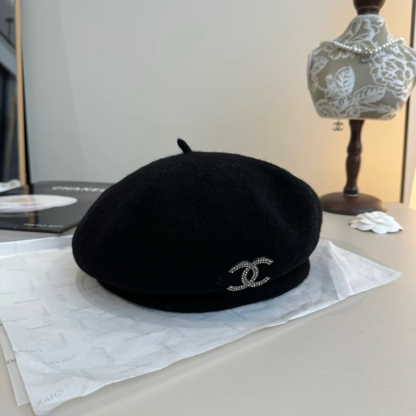 💰120¥ Chanel wool beret, pumpkin hat, 100% wool🦙 fabric, head circumference 57cm