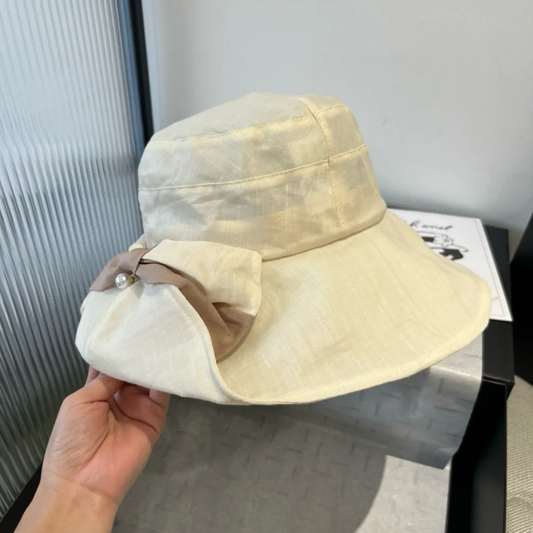 💰150¥ Chanel silk sun hat, lady style fisherman hat, head circumference 57cm foldable