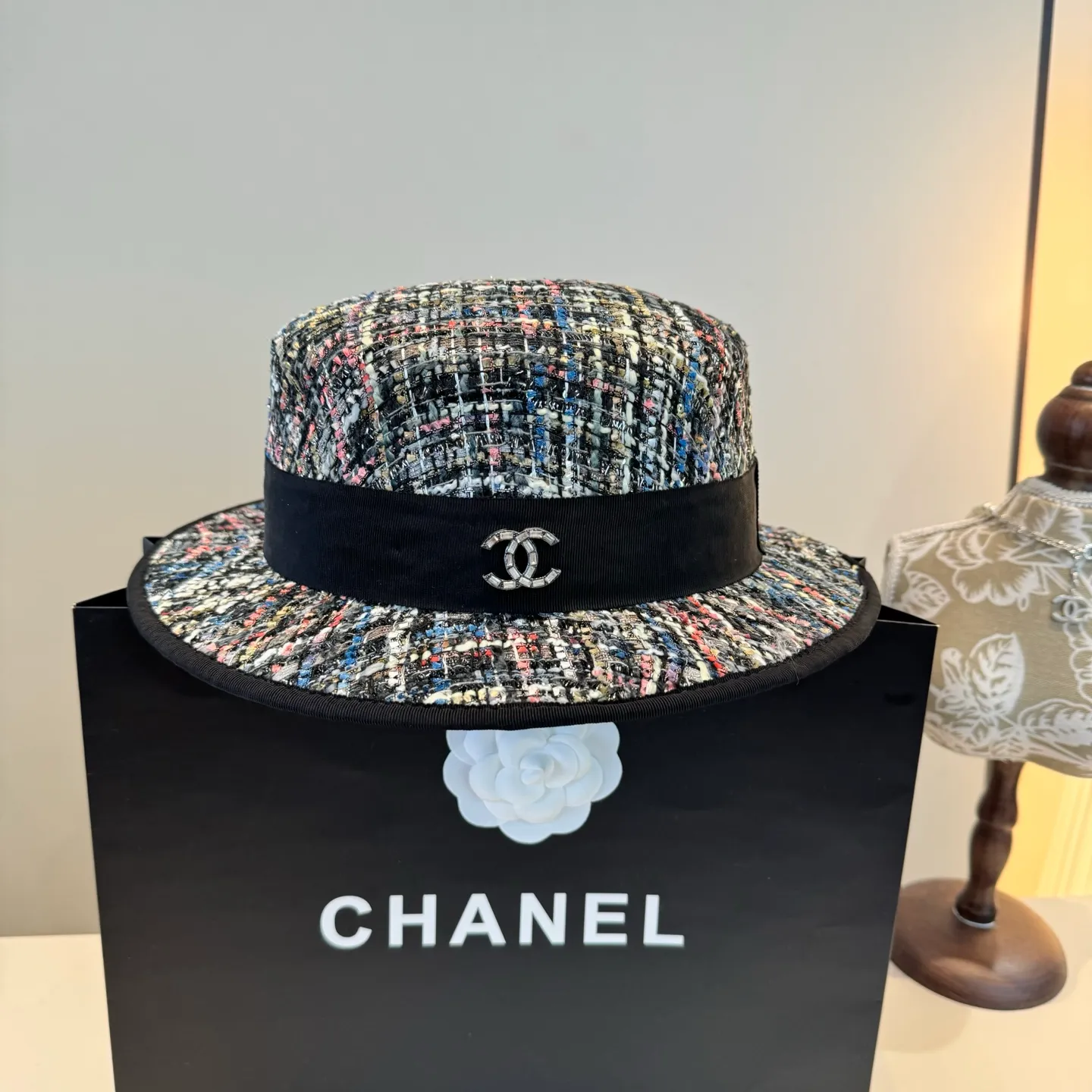 💰170¥ Chanel Chanel classic lady style flat top hat, head circumference 57cm