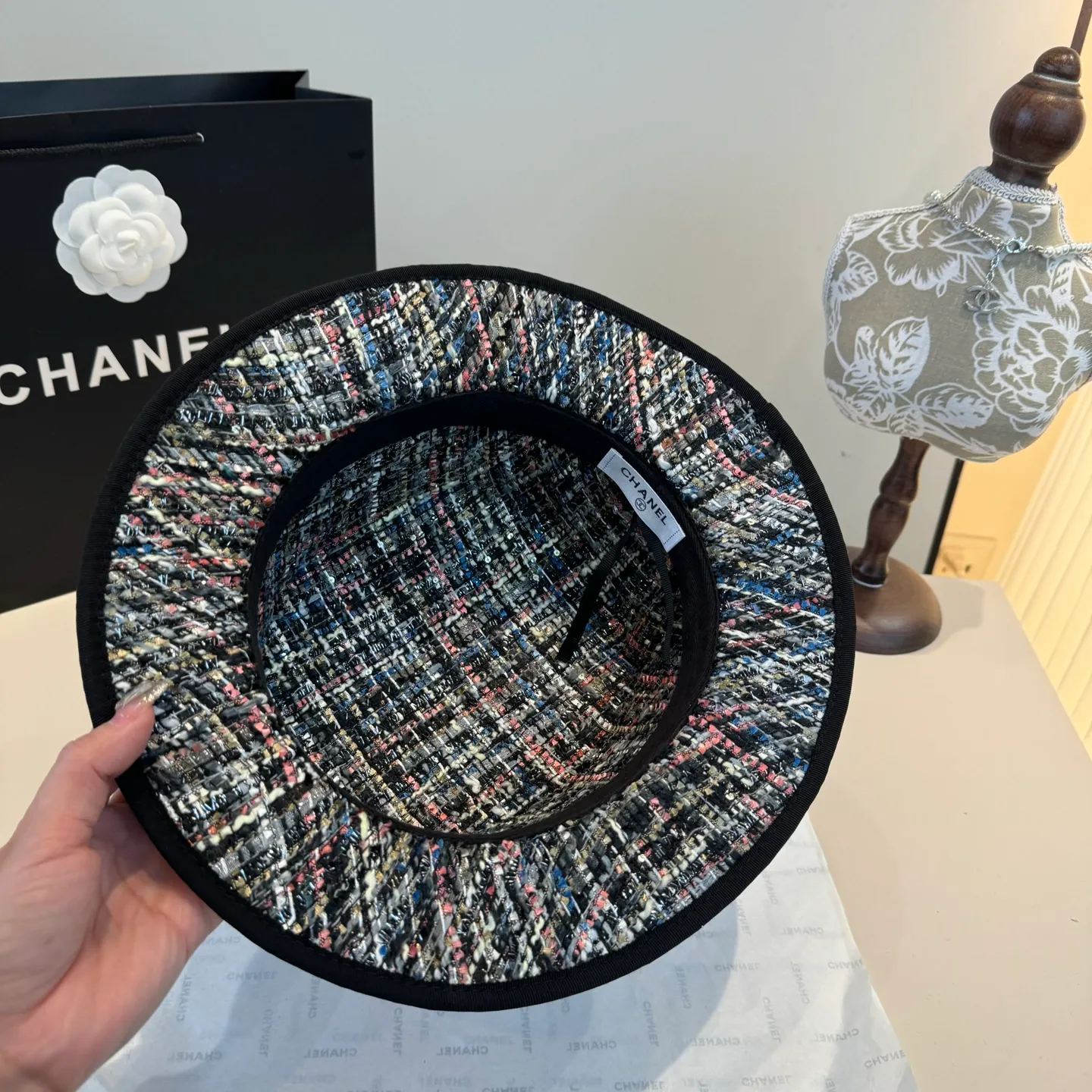 💰170¥ Chanel Chanel classic lady style flat top hat, head circumference 57cm