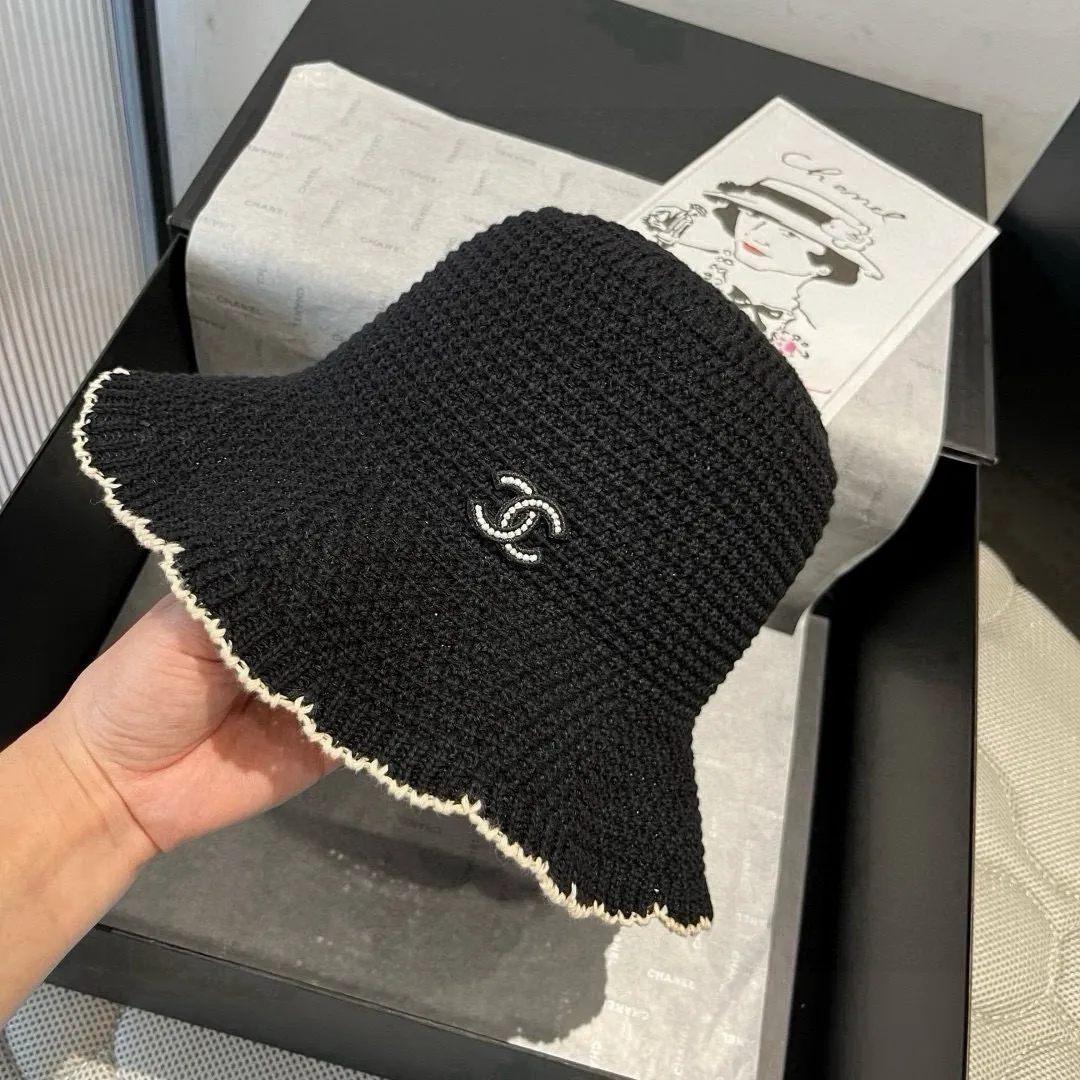 💰90¥ Chanel knitted handhook bucket hat, wavy edge top hat, head circumference 57cm