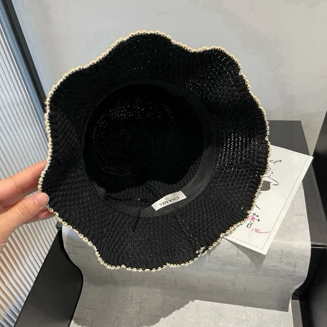 💰90¥ Chanel knitted handhook bucket hat, wavy edge top hat, head circumference 57cm