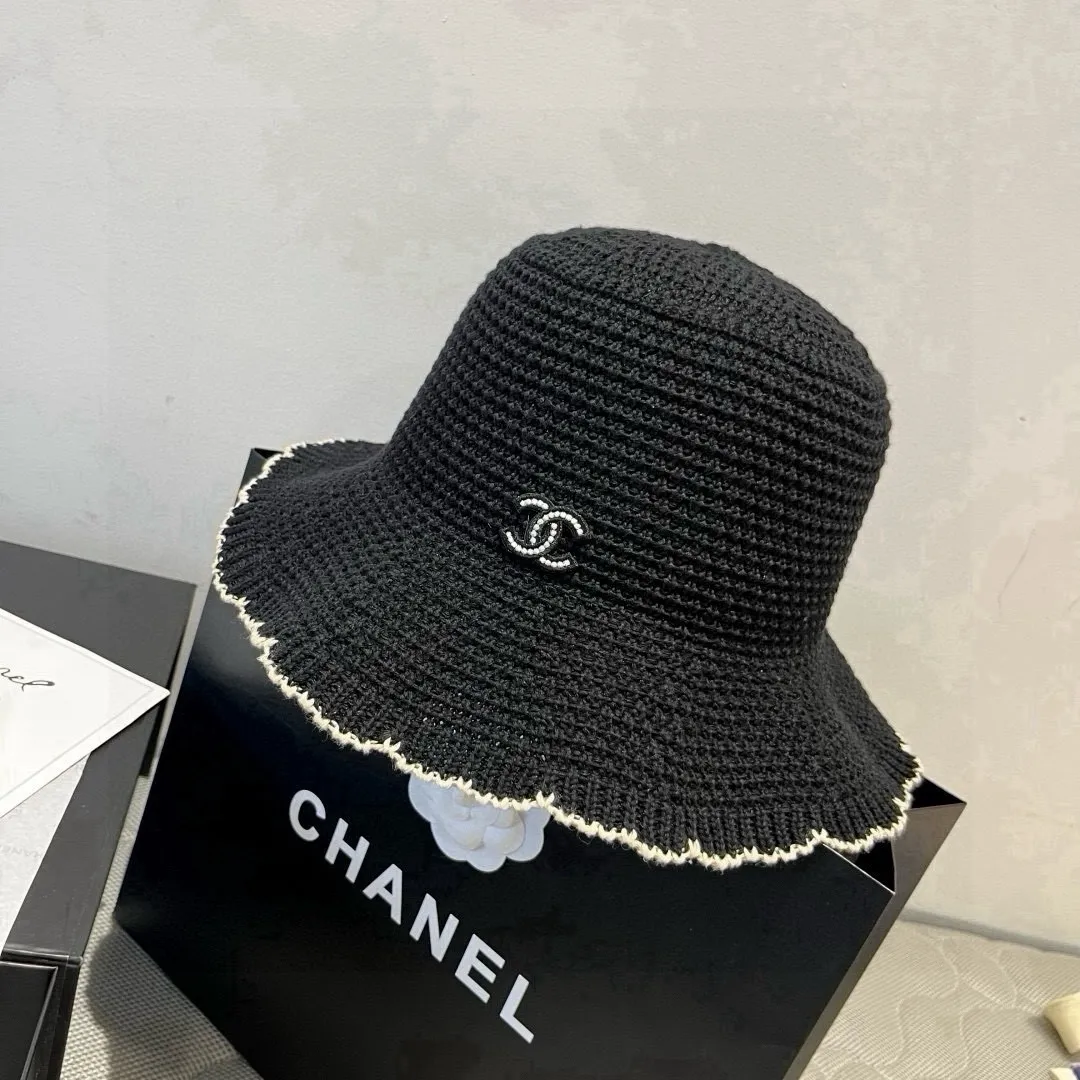 💰90¥ Chanel knitted handhook bucket hat, wavy edge top hat, head circumference 57cm
