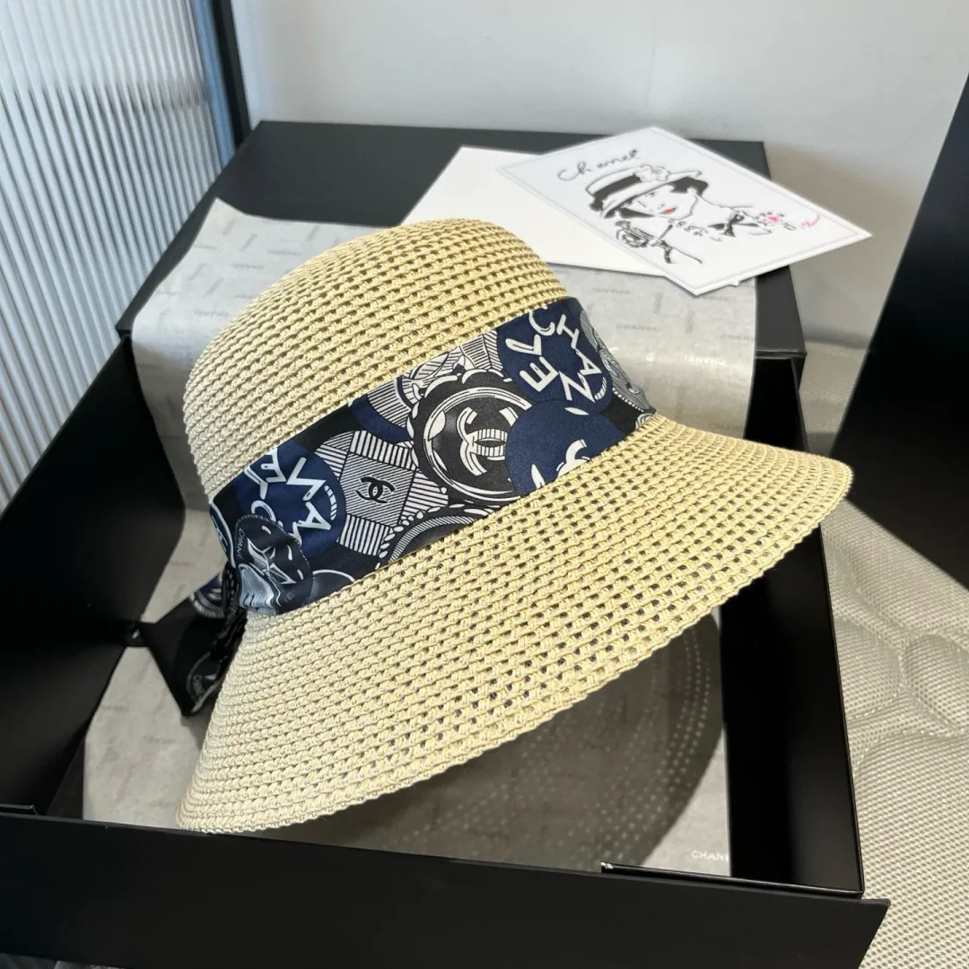 💰140¥ Chanel new straw hat, with silk ribbon, a must-have for fairies when traveling, head circumference 57cm