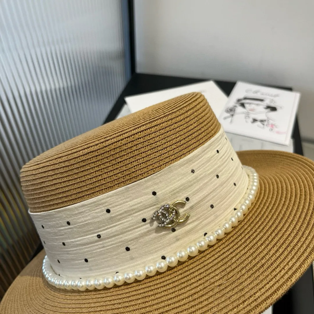 💰160¥ Chanel new flat top hat, Taiwan PP straw, head circumference 57cm