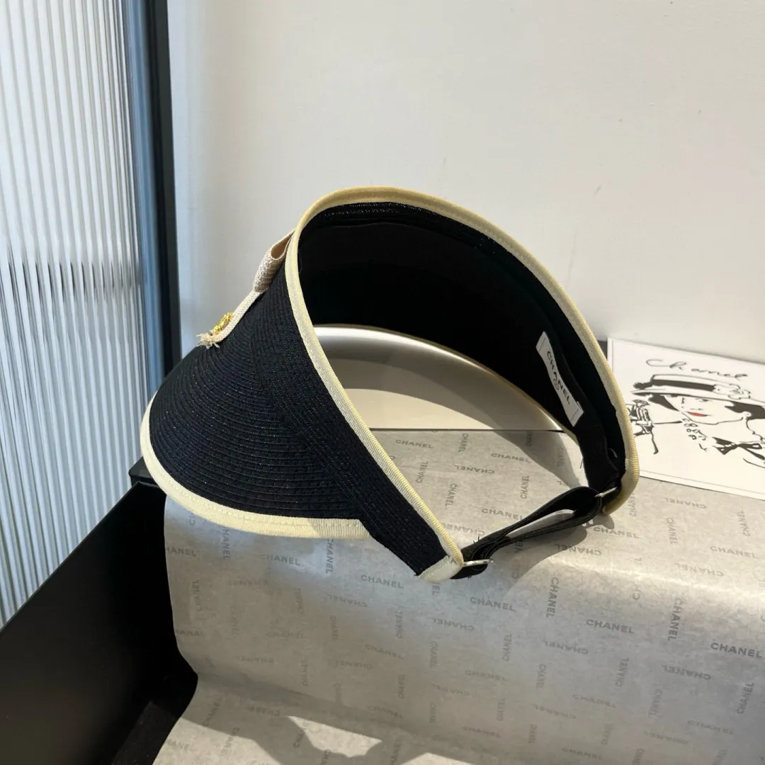 💰120¥ Chanel empty top sun hat, PP straw fabric, adjustable