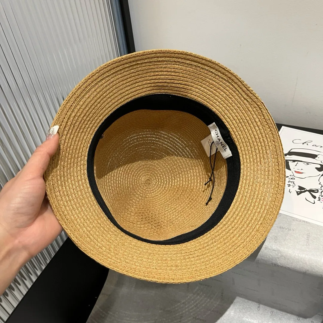 💰150¥ Chanel new top hat, original small basin hat, straw hat, head circumference 57cm