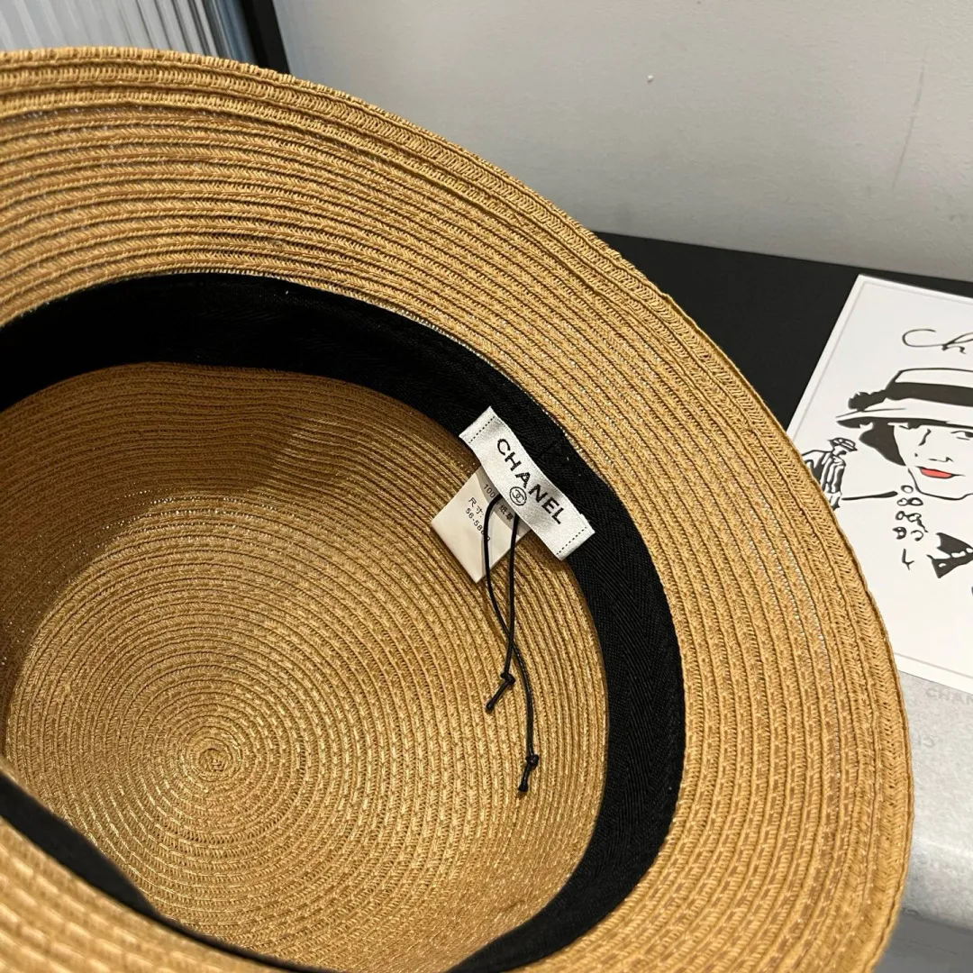 💰150¥ Chanel new top hat, original small basin hat, straw hat, head circumference 57cm