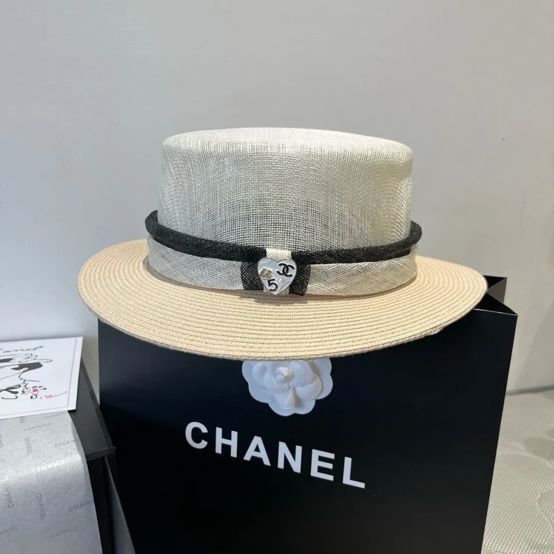 💰240¥ Chanel flat-top linen hat, high-end hat, head circumference 57cm