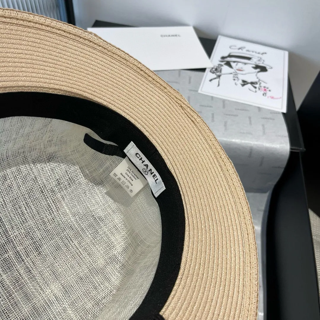 💰240¥ Chanel flat-top linen hat, high-end hat, head circumference 57cm
