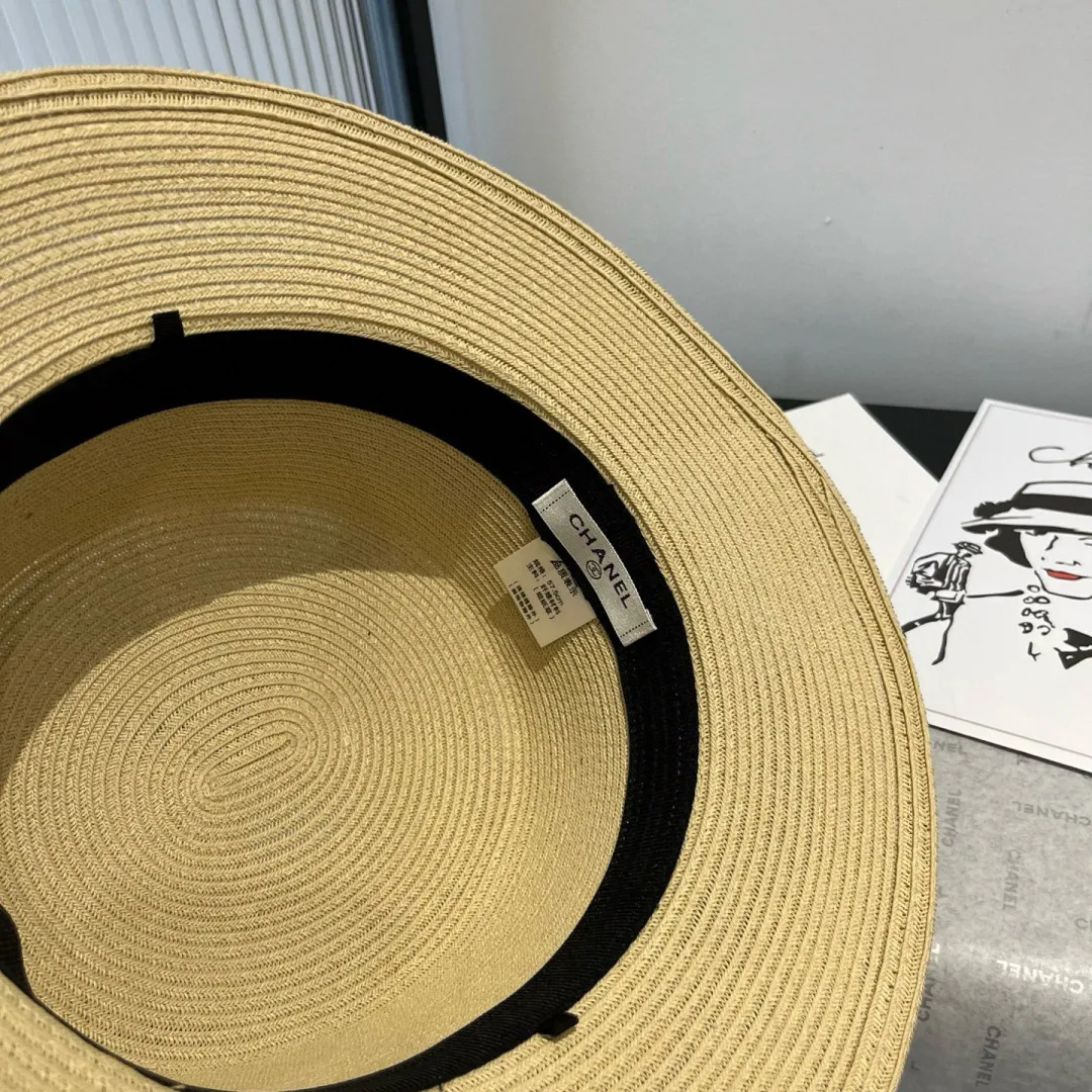 💰180¥ Chanel new flat top hat, Taiwan PP straw, head circumference 57cm