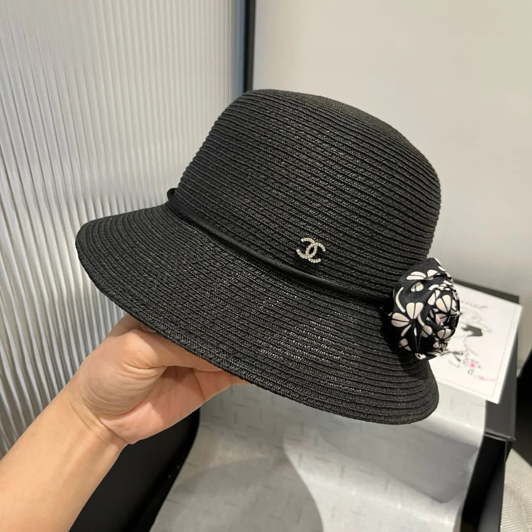 💰150¥ Chanel new top hat, original small basin hat, straw hat, head circumference 57cm