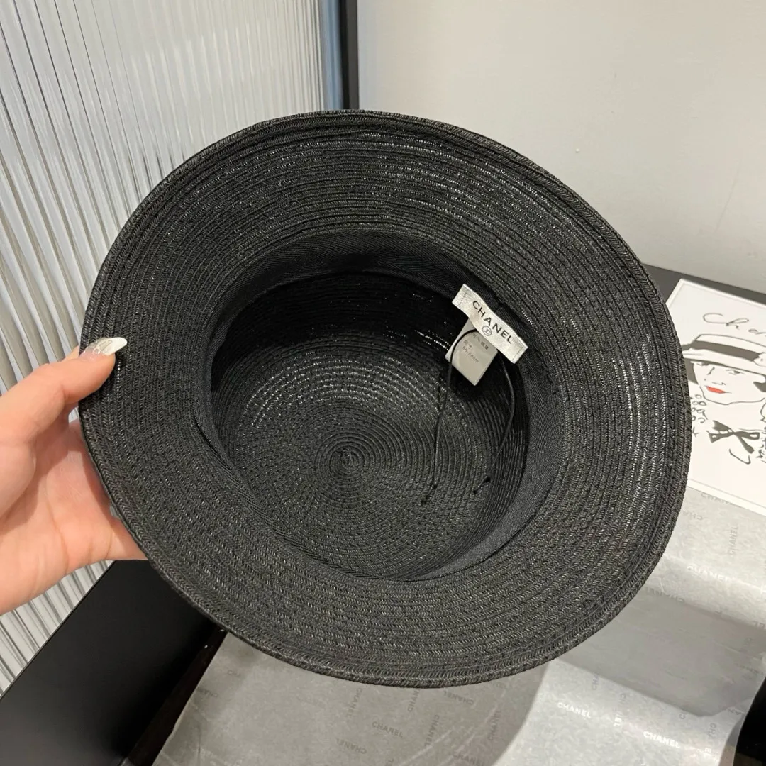 💰150¥ Chanel new top hat, original small basin hat, straw hat, head circumference 57cm