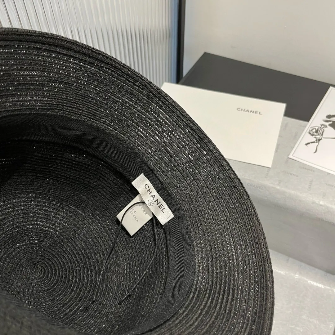 💰150¥ Chanel new top hat, original small basin hat, straw hat, head circumference 57cm